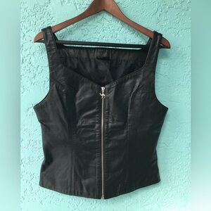 Vintage Black Leather Lined Camel Cigarette Promotional Ladies Vest size Large